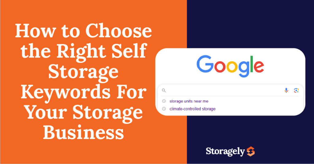A Google search with self storage keywords.